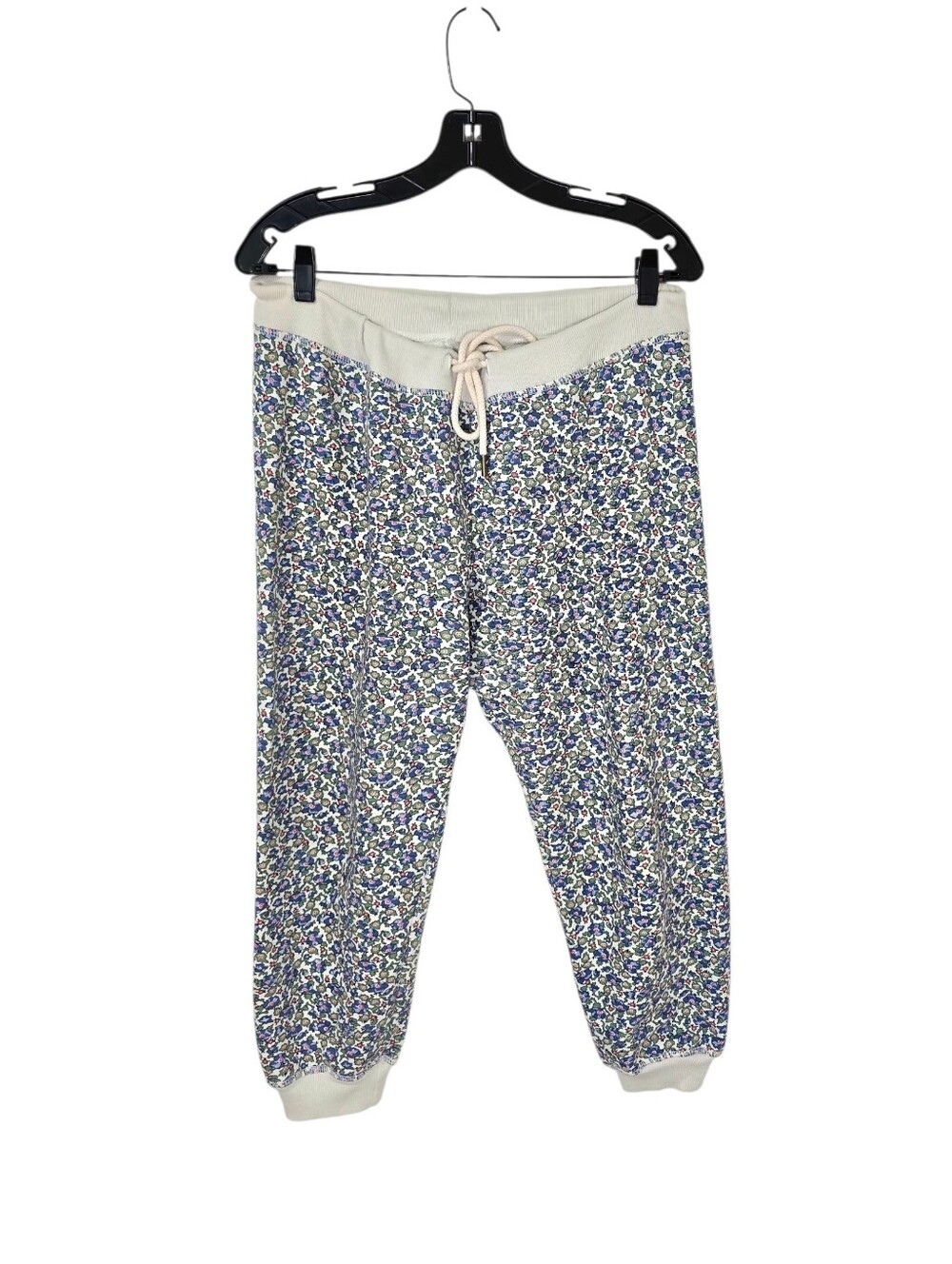 THE GREAT. THE CROPPED FLORAL SWEATPANTS CREAM FIELD FLORAL Women's Small
